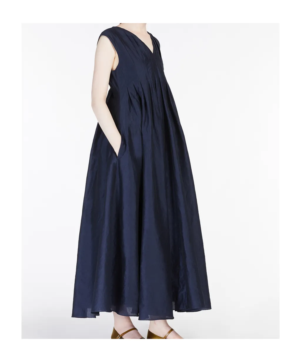 Pleated Cotton And Ramie Dress