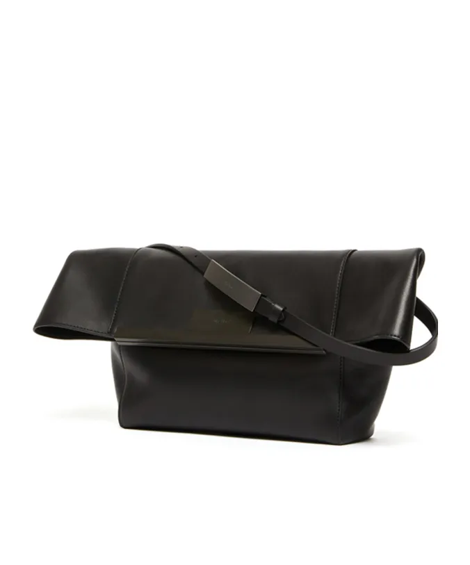 Logo Engraved Foldover Top Clutch Bag