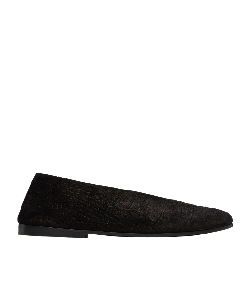 Crocodile-Effect Ballet Flats