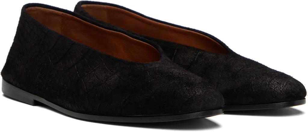 Crocodile-Effect Ballet Flats