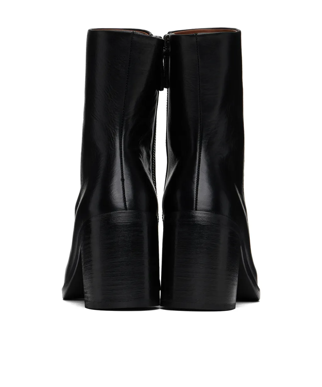 Square-Toed Zipper Short Boots