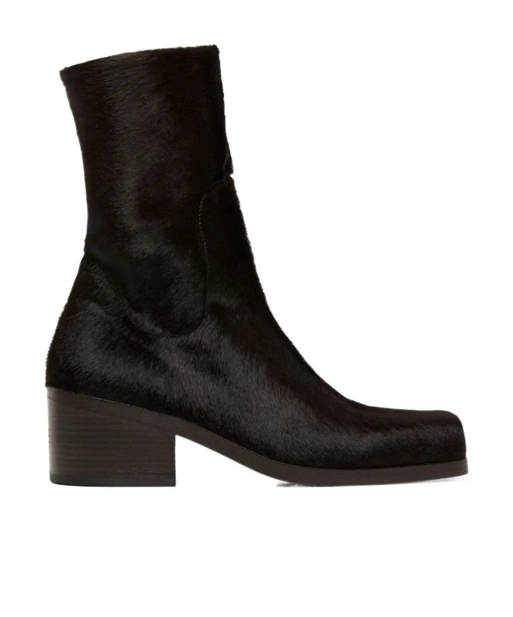 Square-Toe Zipped Ankle Boots