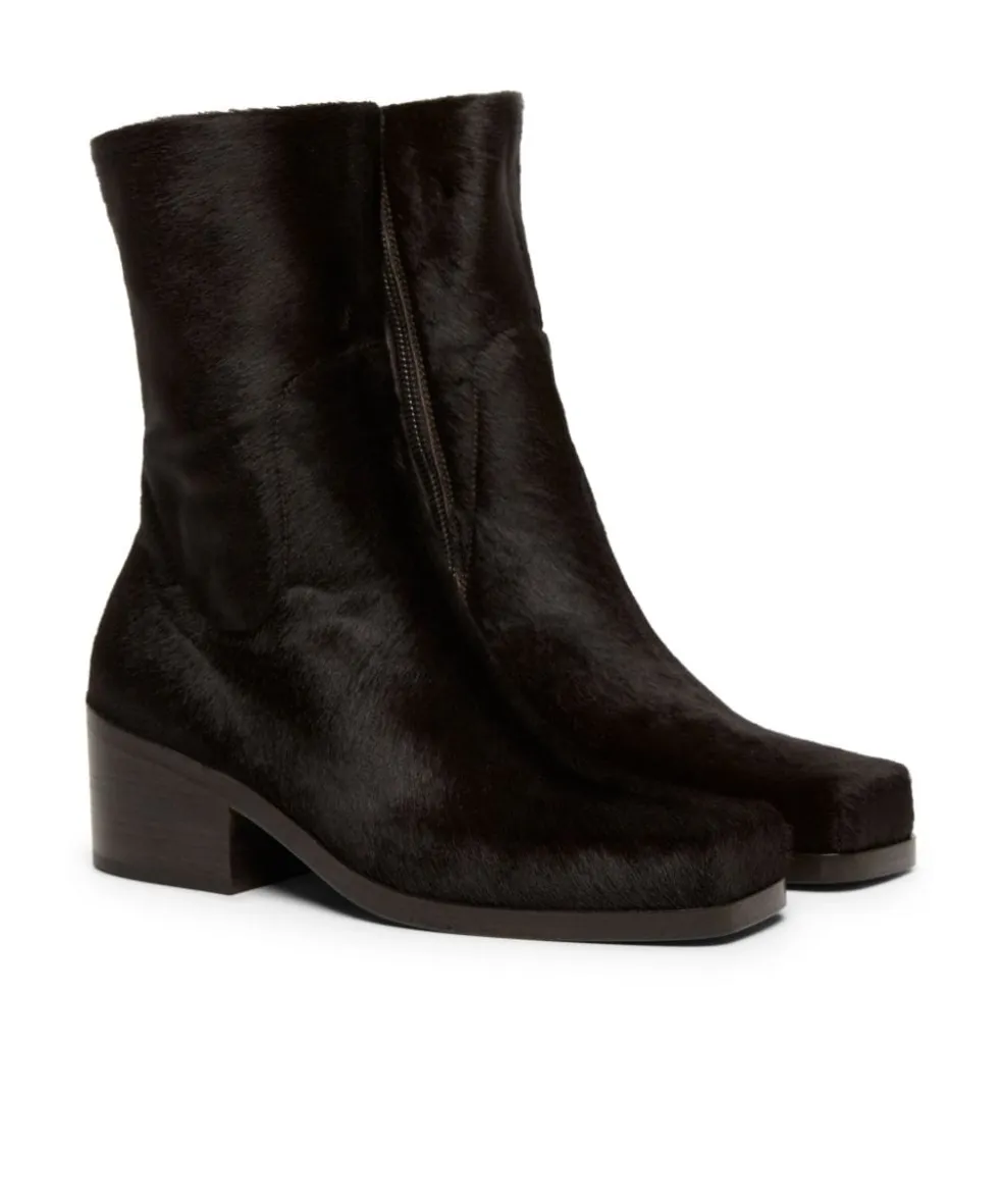 Square-Toe Zipped Ankle Boots