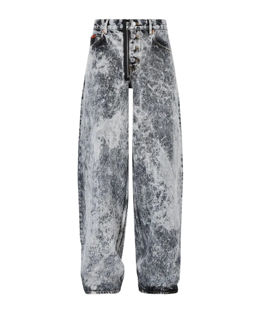 Acid-Wash Zip-Fly Straight Leg Jeans