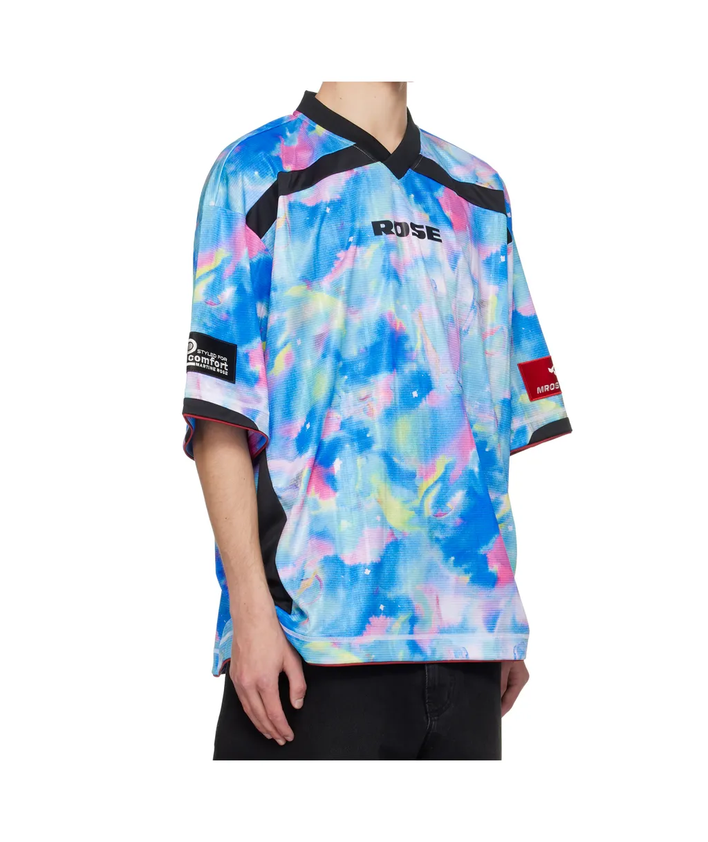 Watercolour-Print V-Neck T-Shirt