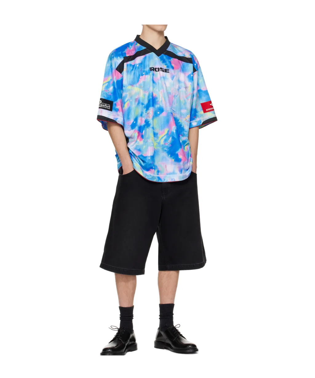 Watercolour-Print V-Neck T-Shirt