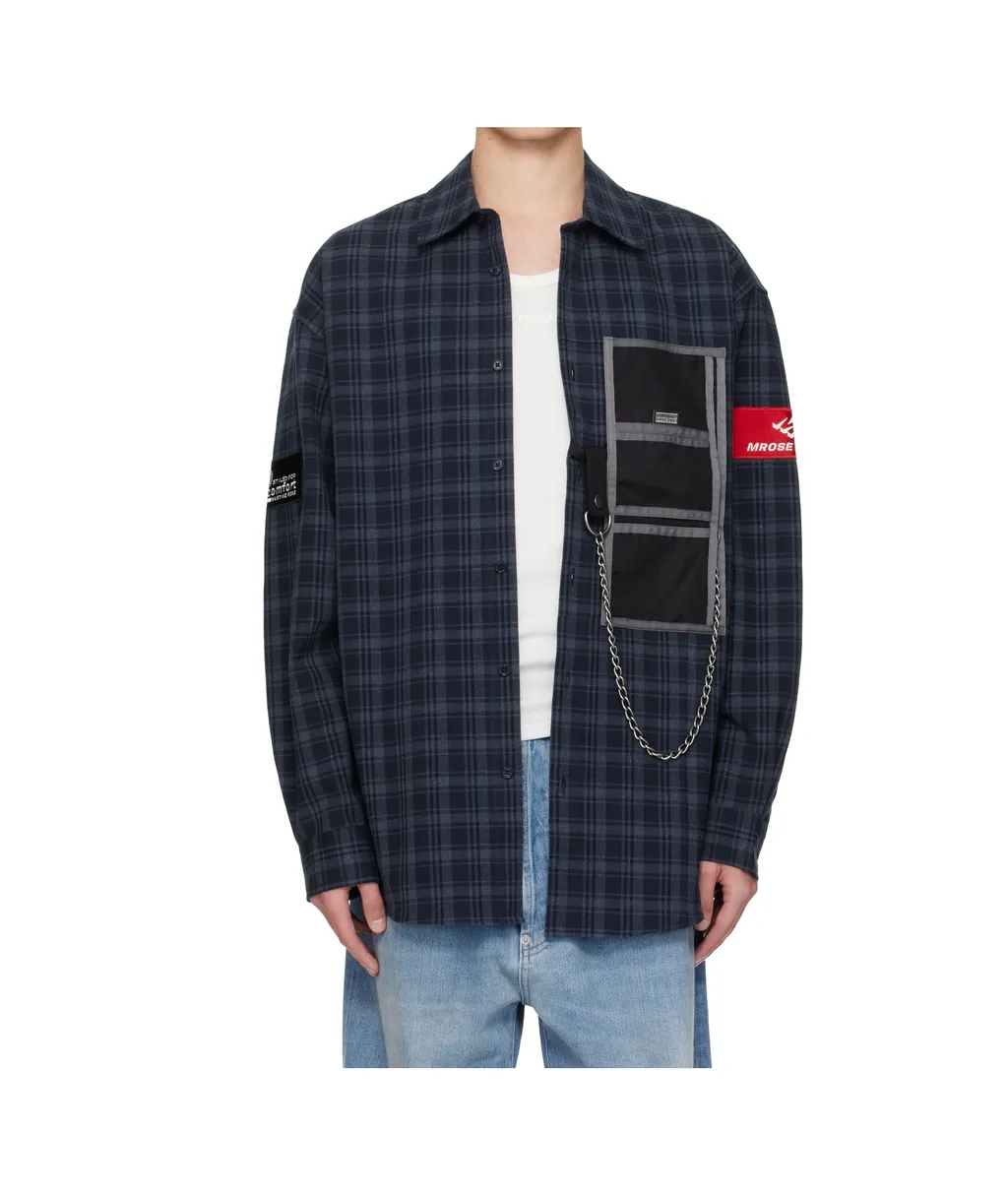 Chain-Detail Checked Shirt