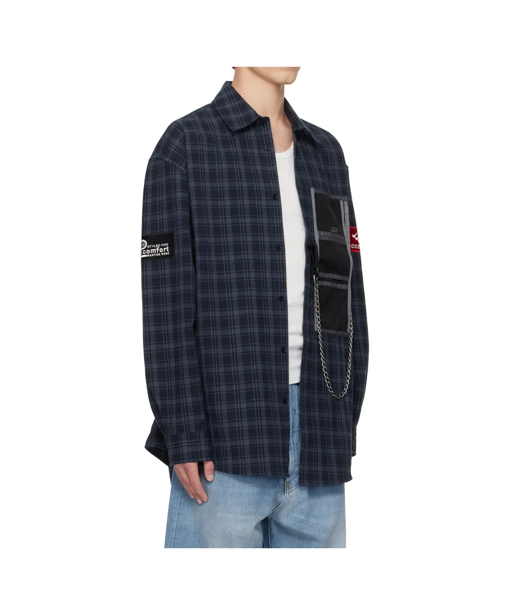 Chain-Detail Checked Shirt
