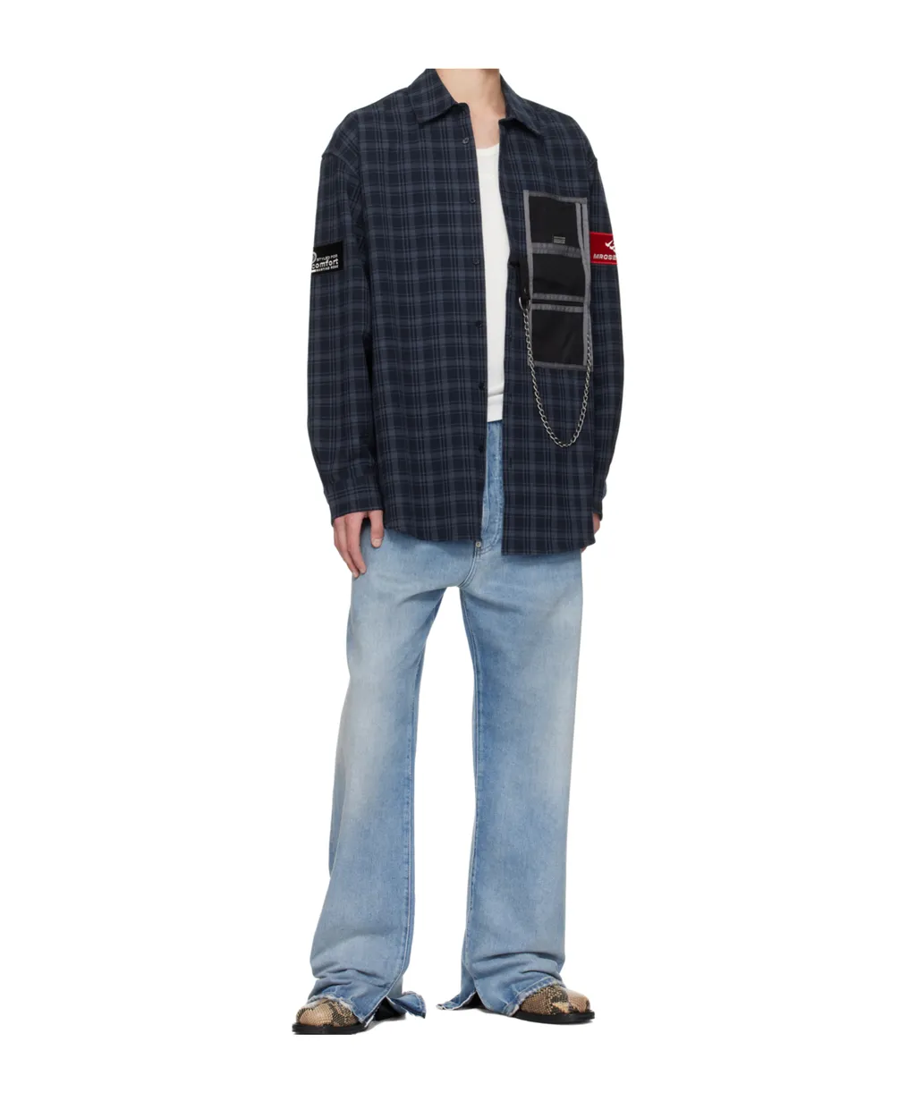 Chain-Detail Checked Shirt