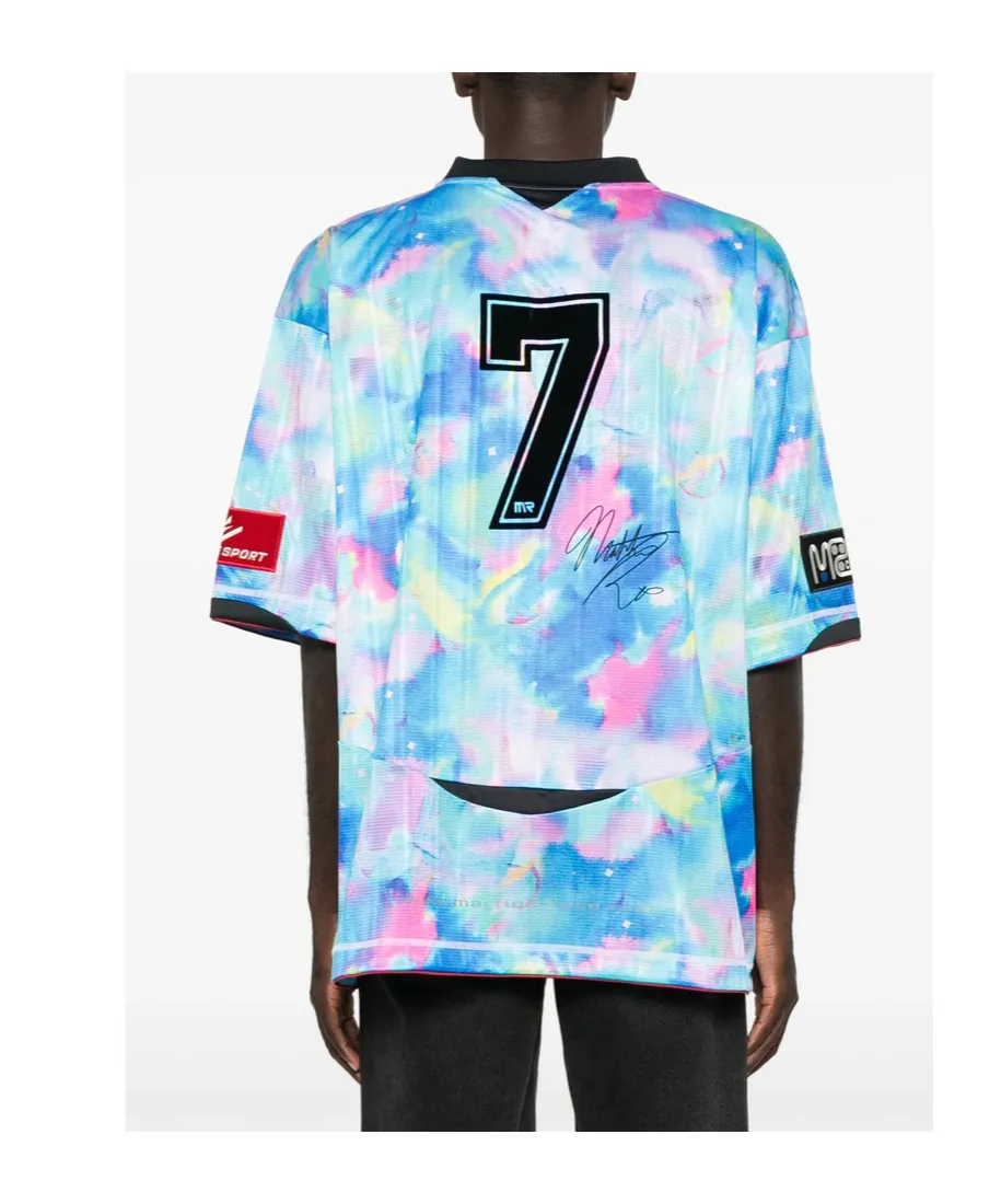 Watercolour-Printed V-Neck T-Shirt