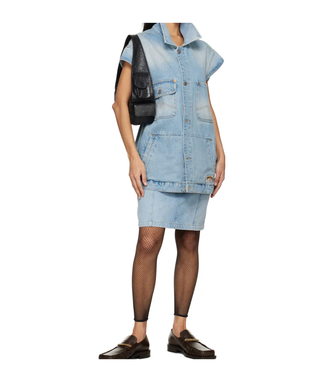 Narrow Denim Miniskirt