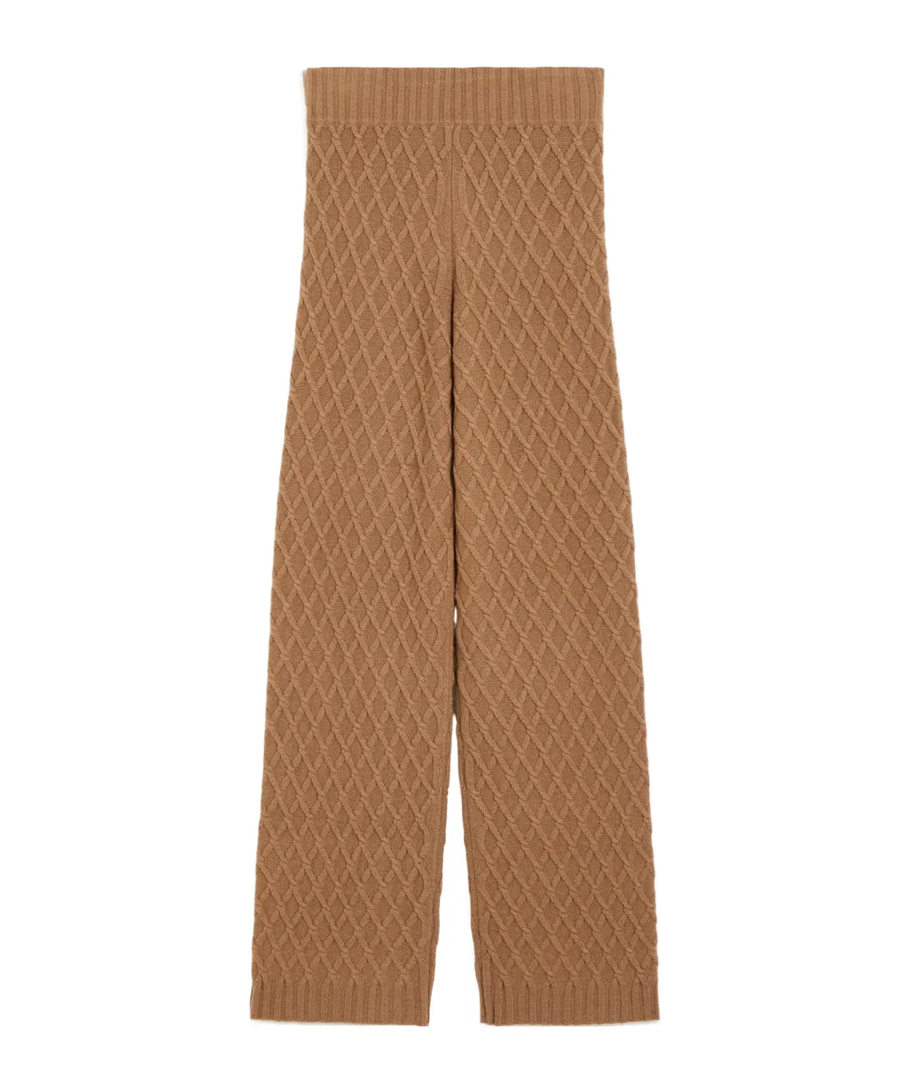 Long Camel-Yarn Trousers
