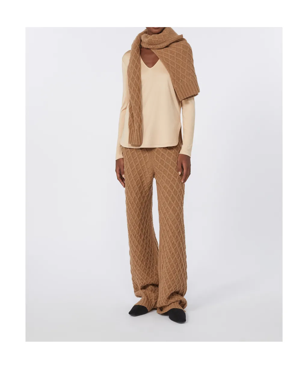 Long Camel-Yarn Trousers