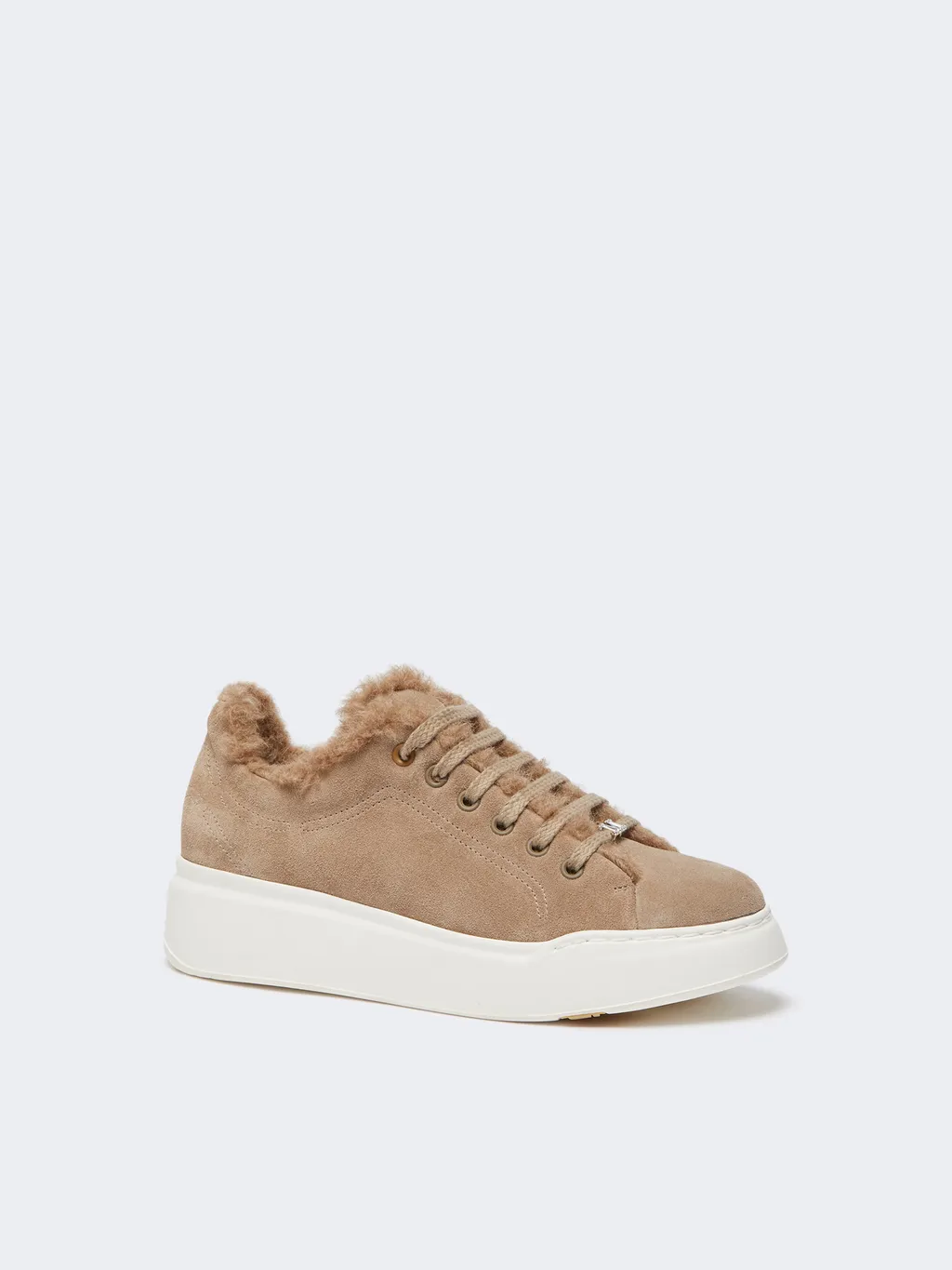 Sneakers In Suede, And Alpaca And Cashmere Teddy Fabric