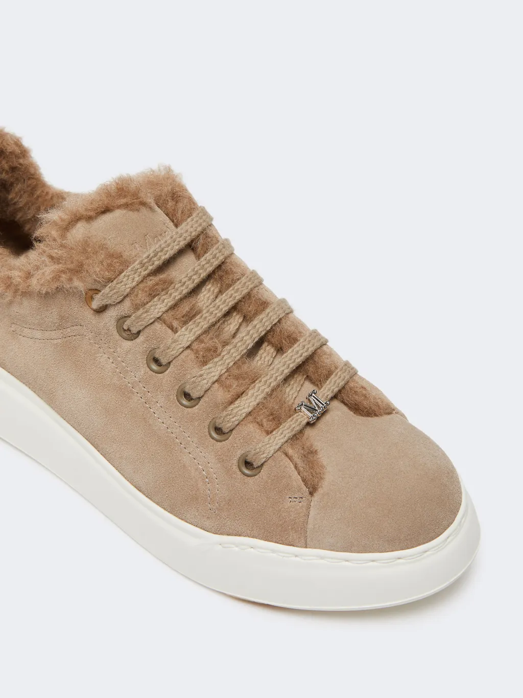 Sneakers In Suede, And Alpaca And Cashmere Teddy Fabric