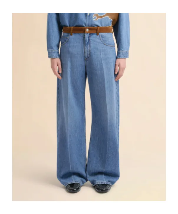 Velvet Waistband Denim Trousers