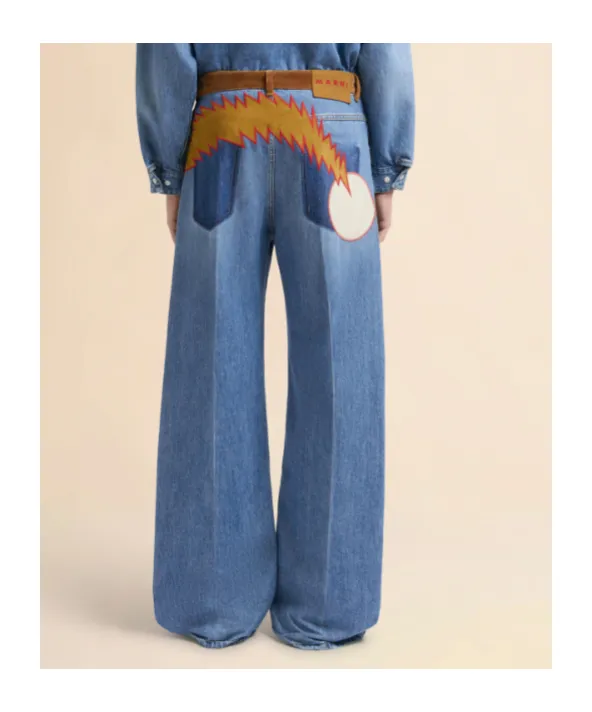 Velvet Waistband Denim Trousers
