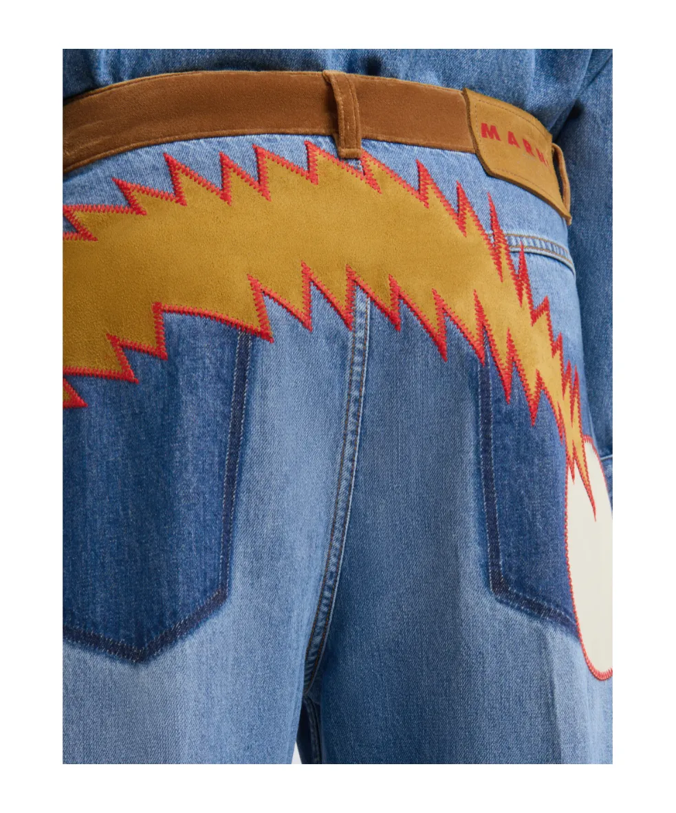 Velvet Waistband Denim Trousers