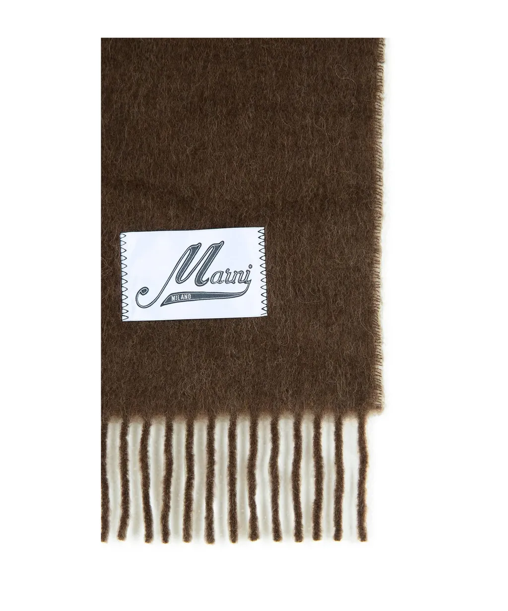 Logo Patch Fringed-Edge Scarf