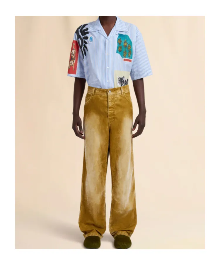 Flocked Denim Trousers