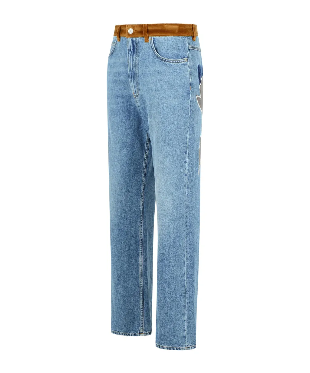 Floral Patch Straight Leg Jeans