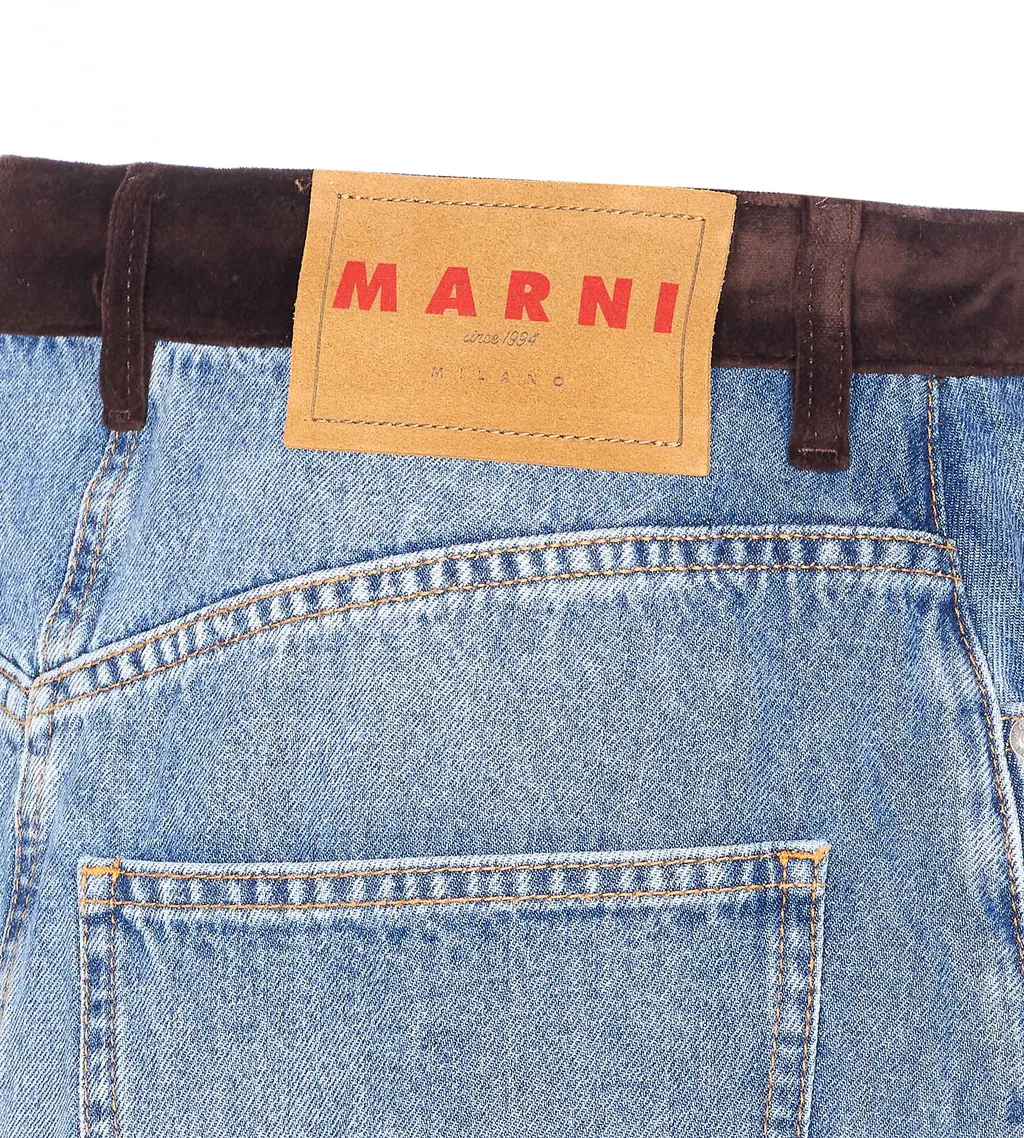 Logo Patch Denim Mini Skirt
