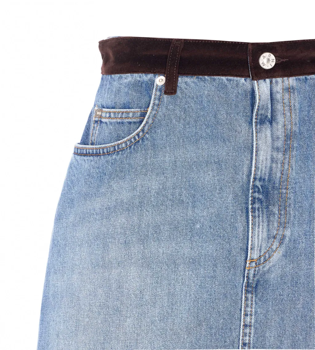 Logo Patch Denim Mini Skirt