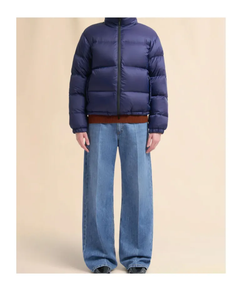 Dark Blue Ripstop Nylon Down Jacket