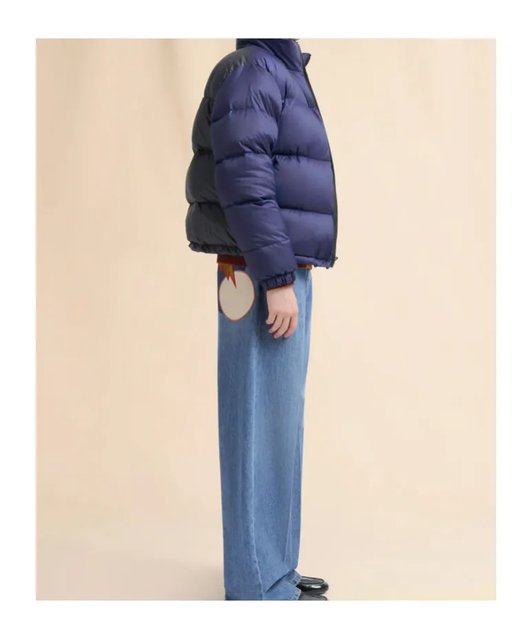 Dark Blue Ripstop Nylon Down Jacket