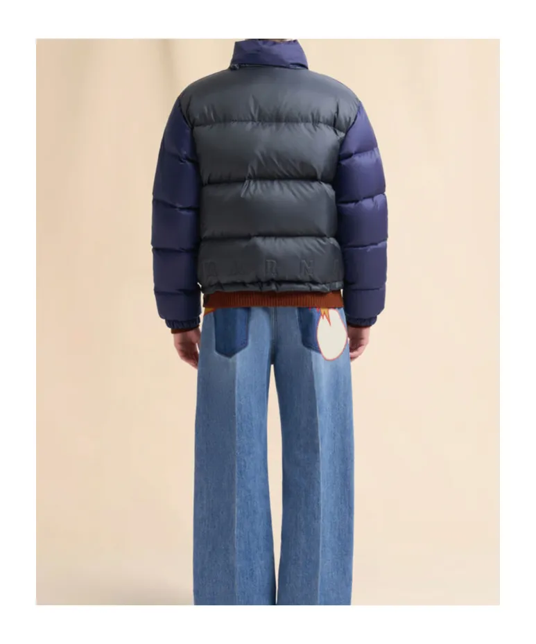 Dark Blue Ripstop Nylon Down Jacket