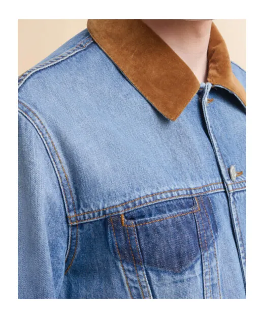 Denim Trucker Jacket With Patch On Back