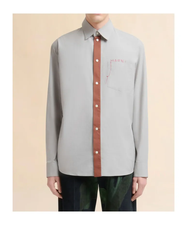 Cotton Poplin Shirt With Marni Mending Logo