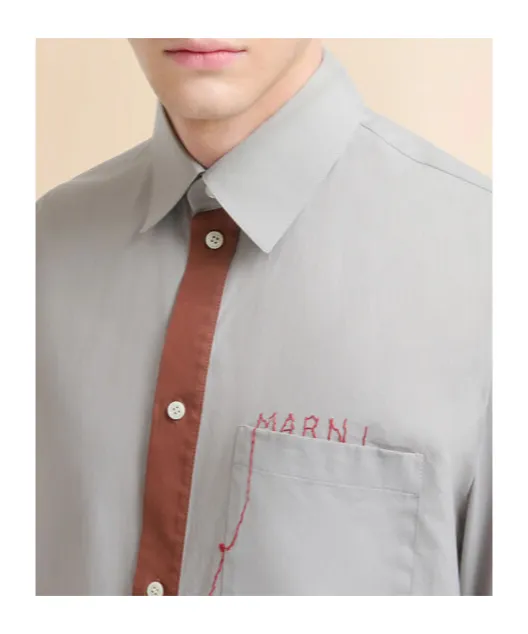 Cotton Poplin Shirt With Marni Mending Logo