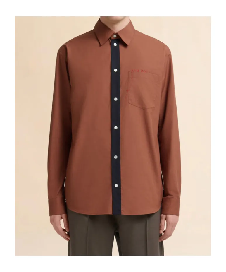 Cotton Poplin Shirt With Marni Mending Logo