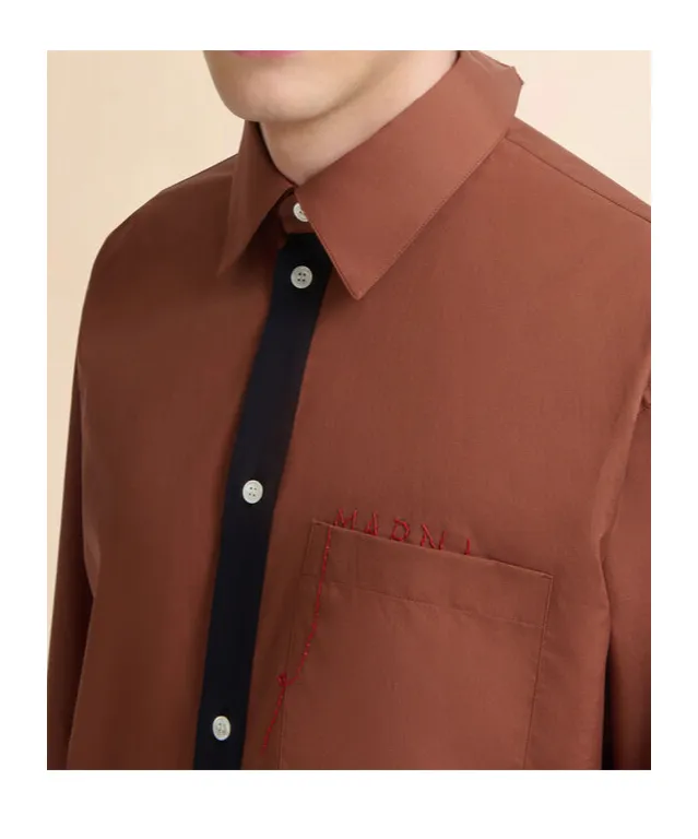 Cotton Poplin Shirt With Marni Mending Logo