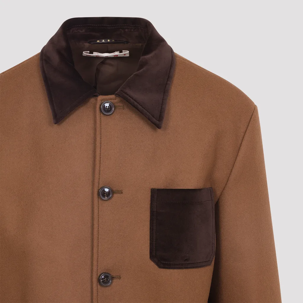 Textured-Collar Pocket Jacket