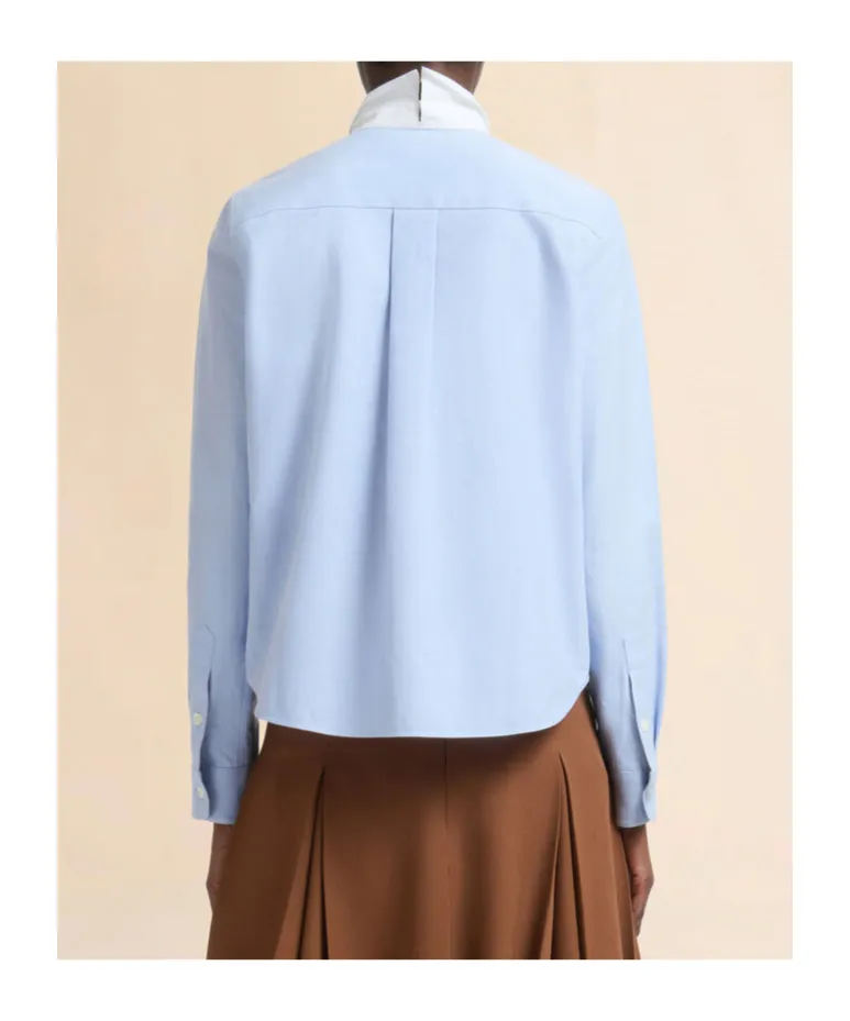 Contrast Collar Long Sleeved Shirt