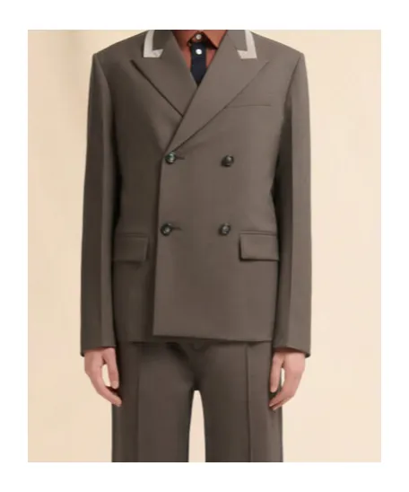 Double-Breasted Wool Blazer With Marni Mending