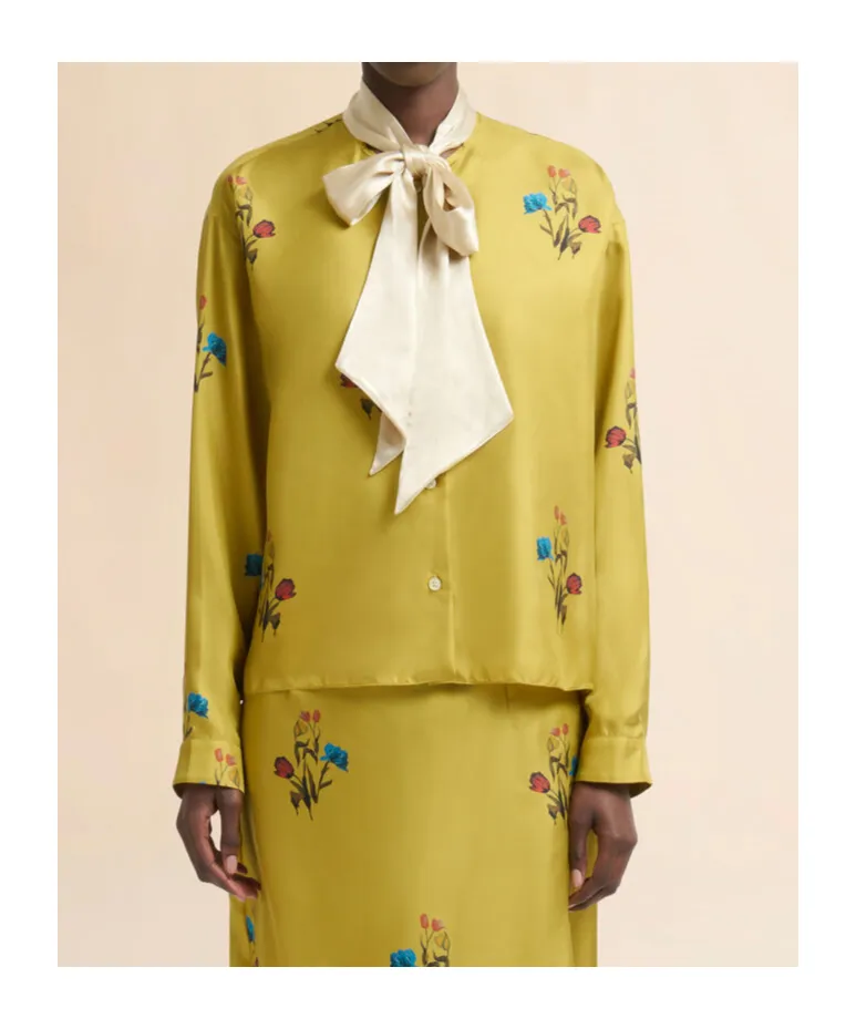 Tulip Print Satin Shirt