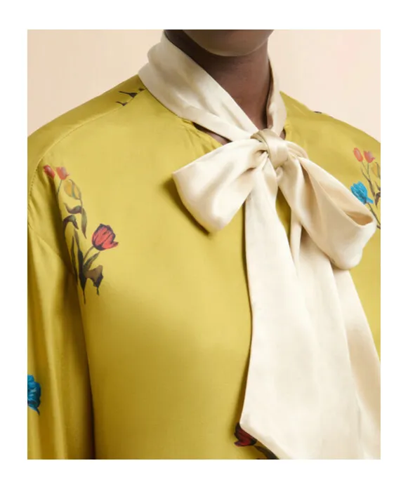 Tulip Print Satin Shirt