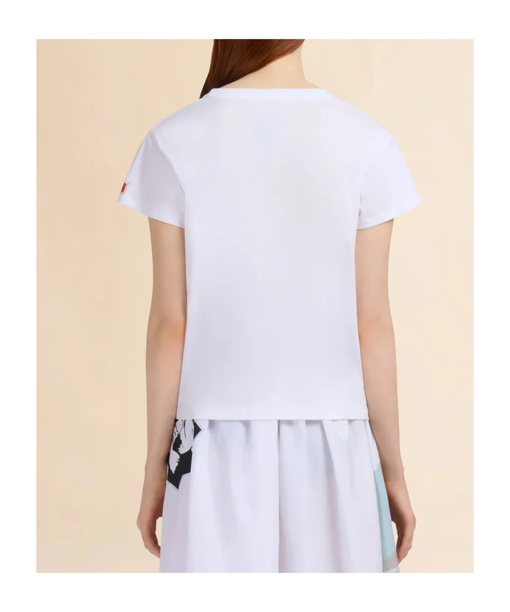 Cotton T-Shirt With Prints And Patches