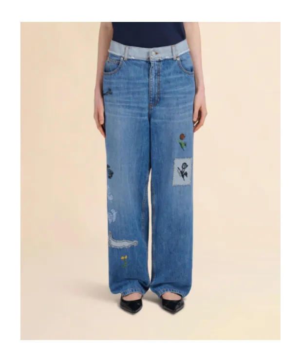 Denim Embroidered Jeans