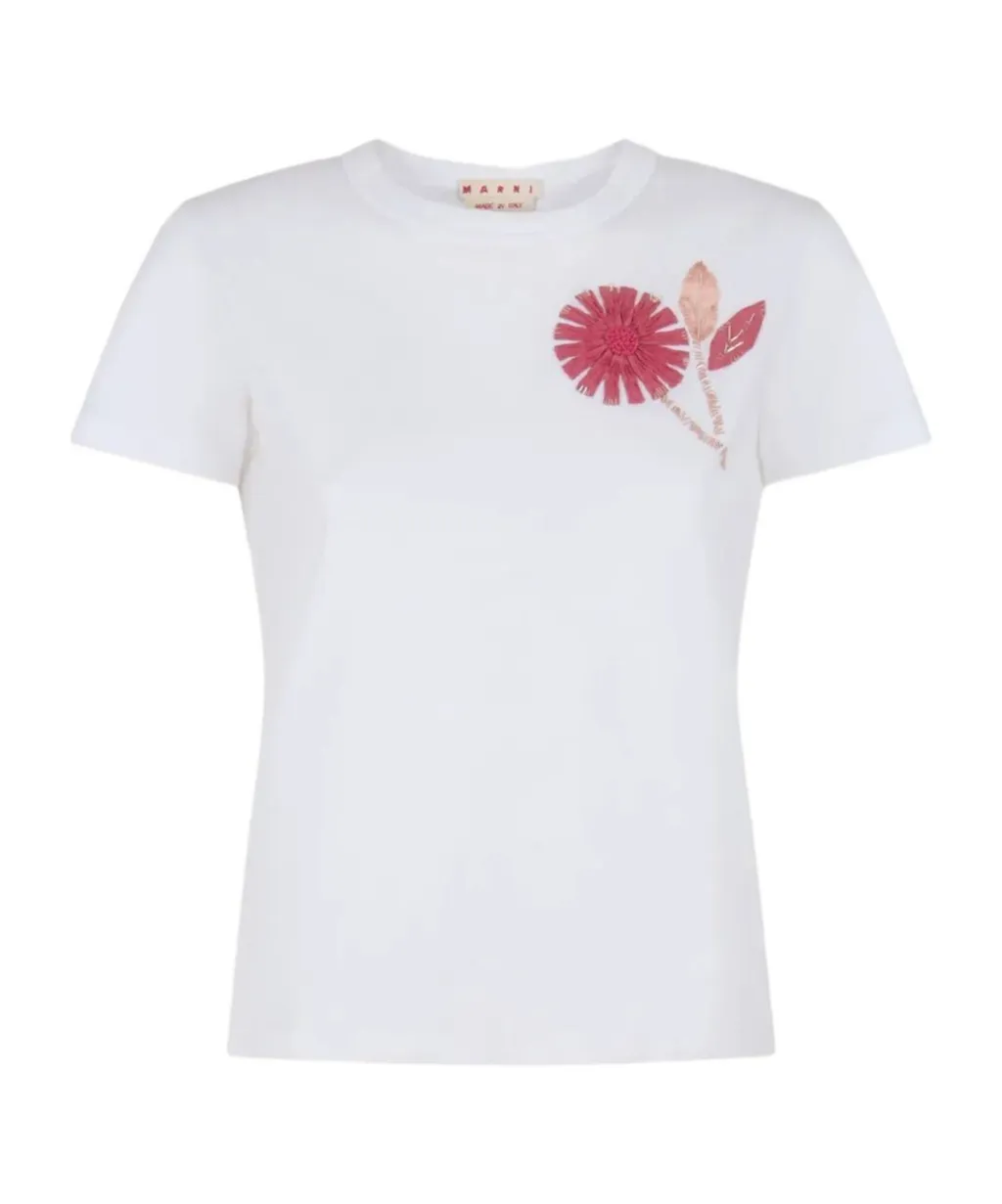 Floral-Embroidered T-Shirt