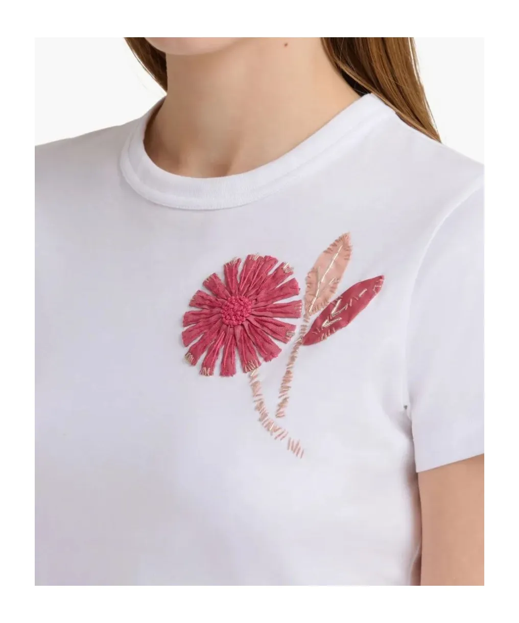 Floral-Embroidered T-Shirt