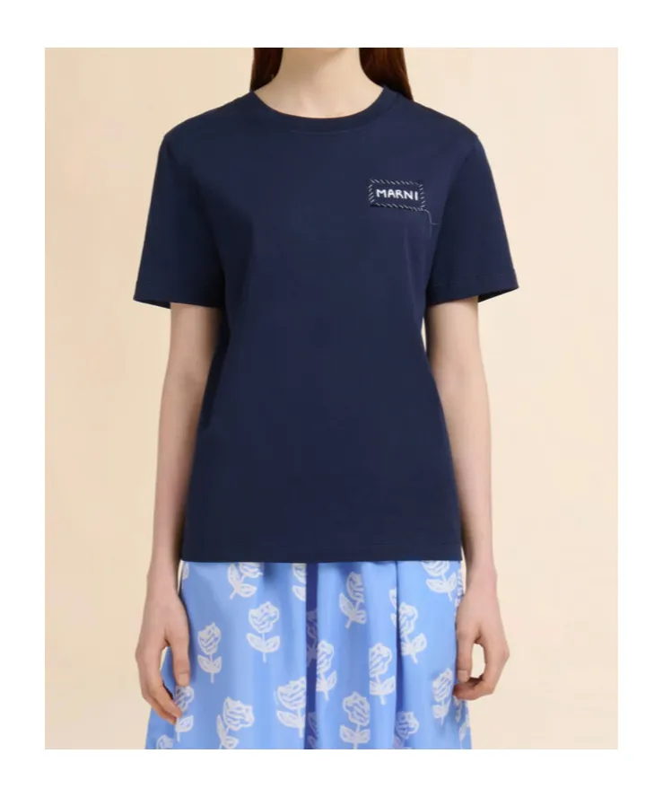 Organic Cotton T-Shirt With Marni Patch