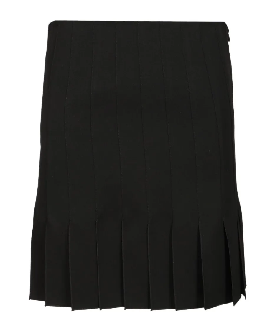Pleated Wool Mini Skirt