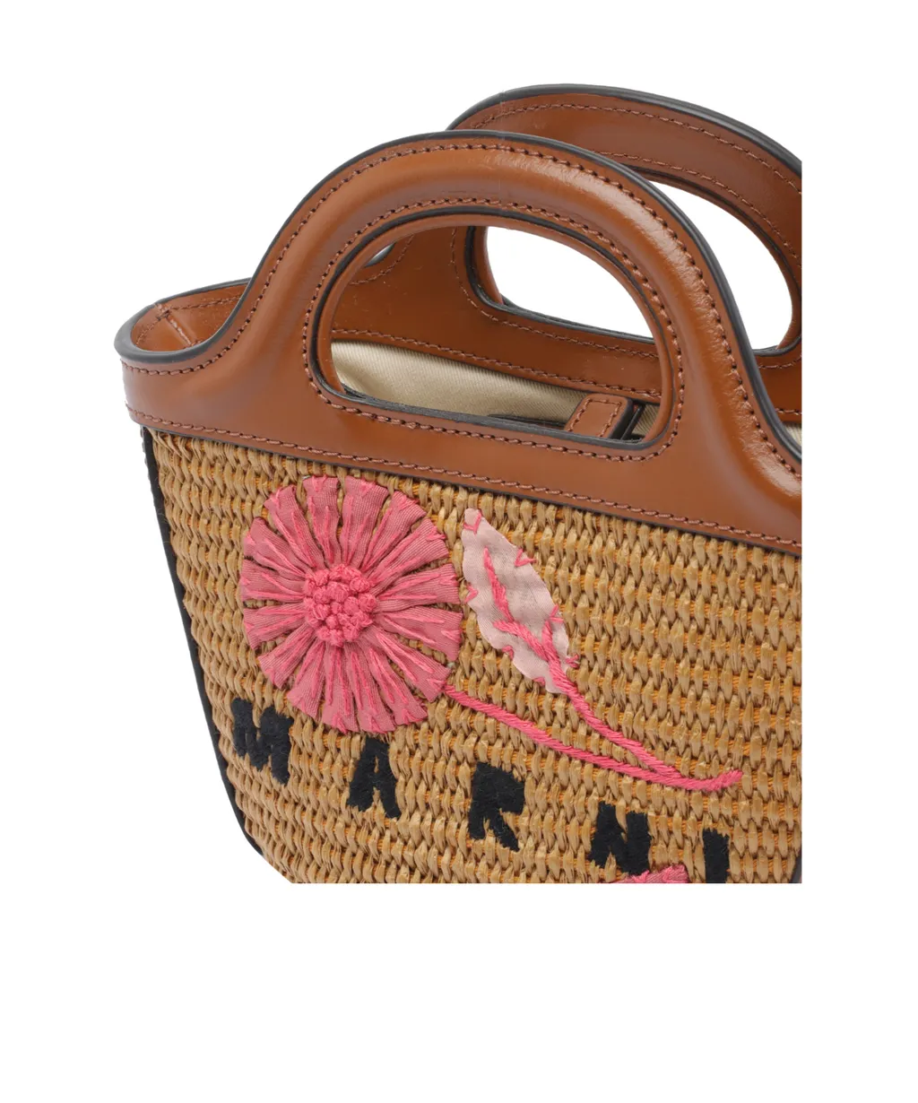 Tropicalia Floral-Embroidered Woven Clutch Bag