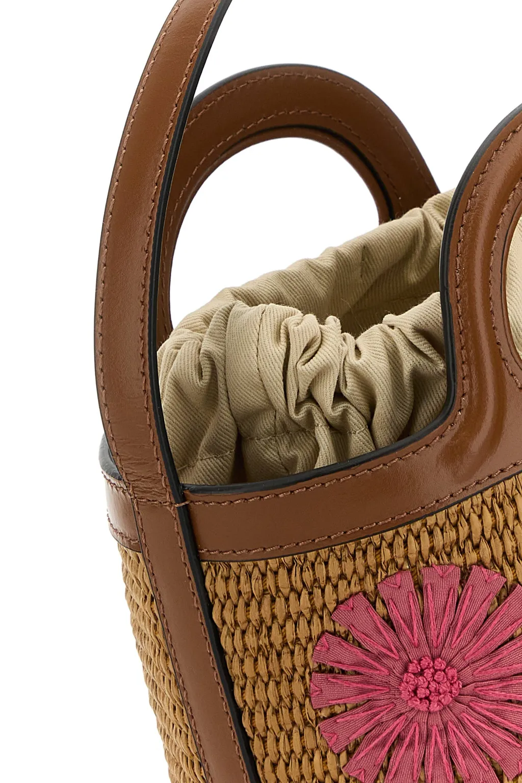 Small Tropicalia Flower-Embroidered Bucket Bag
