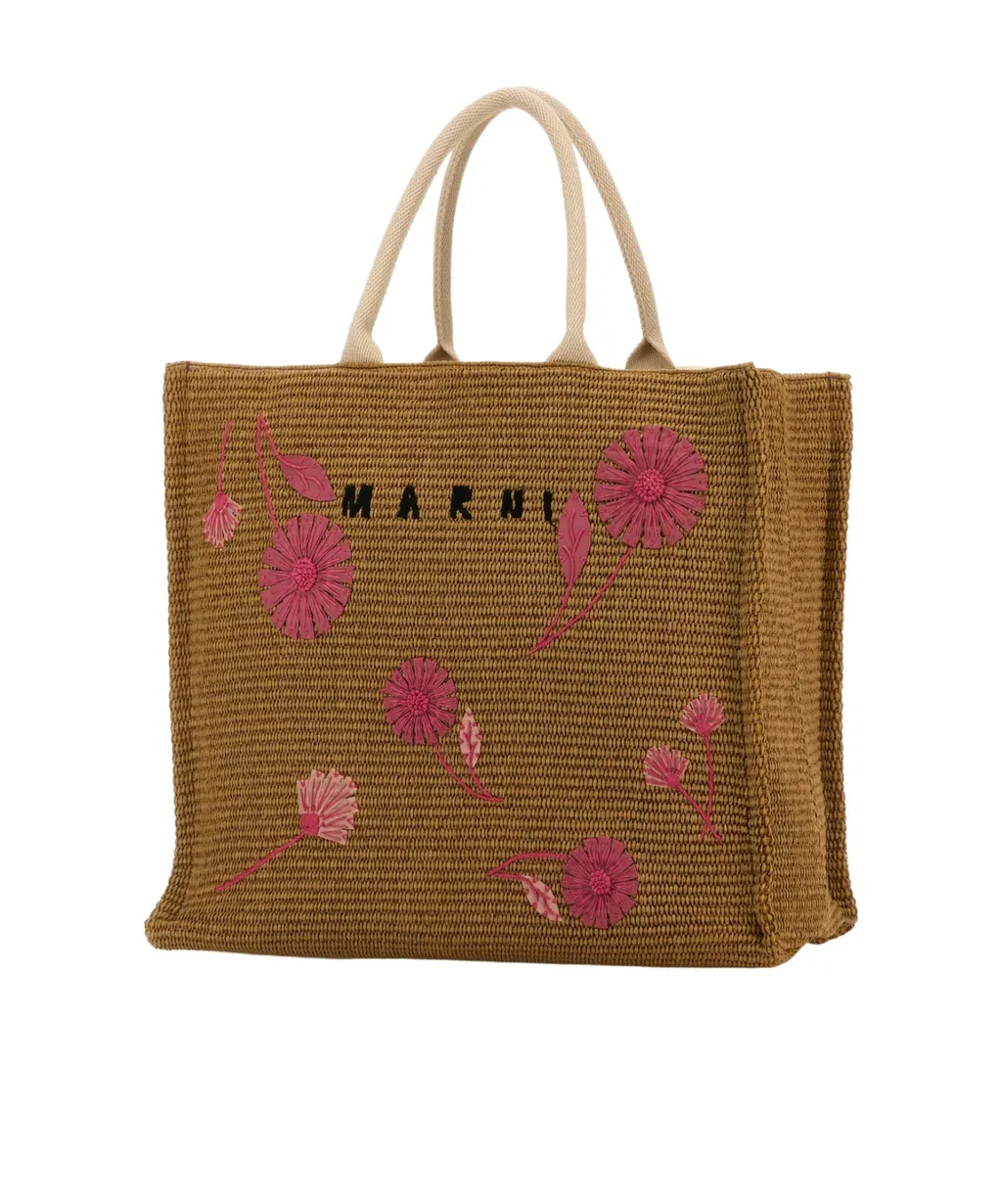 Raffia Flower Tote Bag