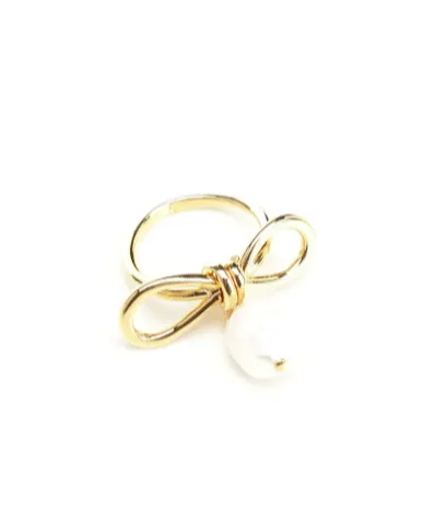 Bow Pearl-Drop Ring